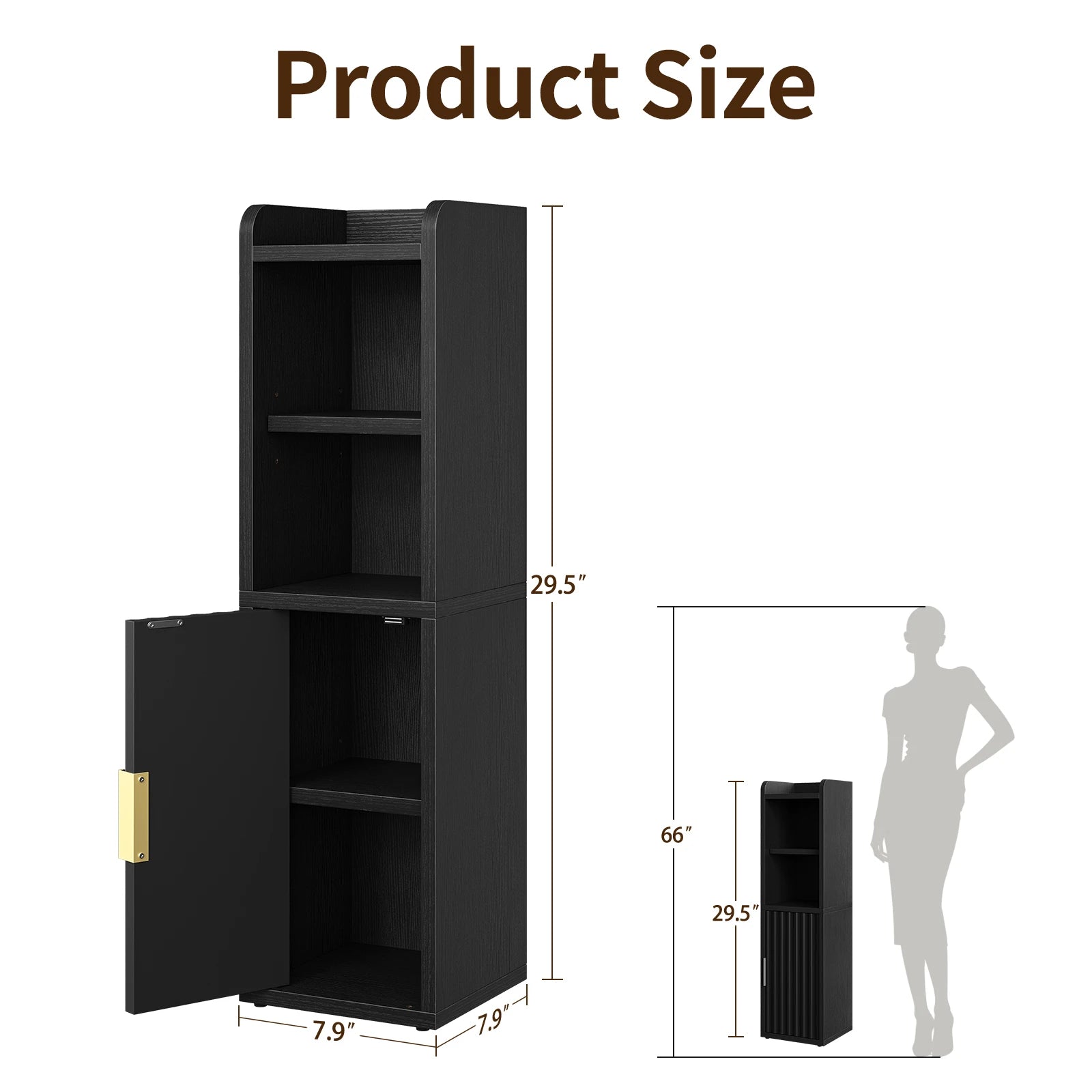Maliowa Small Bathroom Storage Cabinet, Narrow Bathroom Cabinet with Fluted Door&amp;Adjustable Shelf, Wood Toilet Paper Storage Cabinets for Small Space