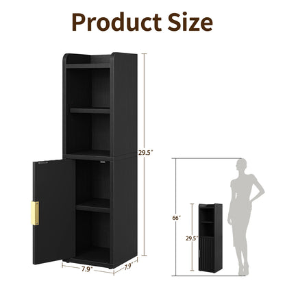 Maliowa Small Bathroom Storage Cabinet, Narrow Bathroom Cabinet with Fluted Door&amp;Adjustable Shelf, Wood Toilet Paper Storage Cabinets for Small Space