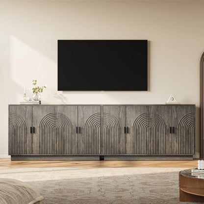 CURLA Fluted Sideboard Buffet Cabinet with Storage, 57" Coffee Bar Cabinet with 4 Doors &amp; Adjustable Shelf, Credenza for Kitchen Living Room