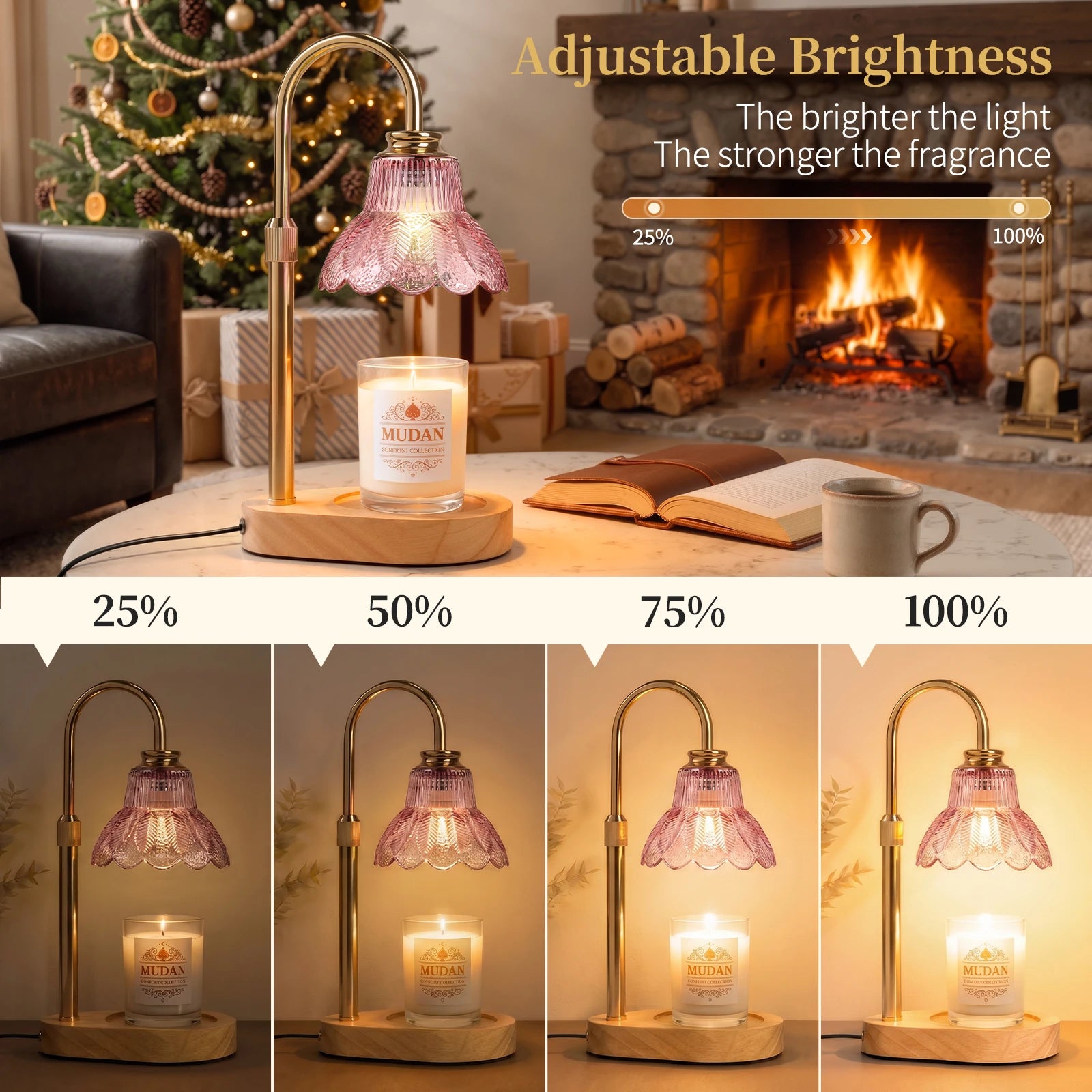 Maliowa Candle Warmer Lamp with Timer Dimmable, Electric Candle Warmer with Adjustable Height, Gifts for Women Mother&
