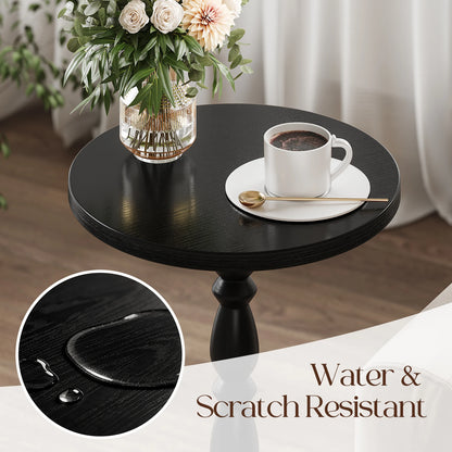 Maliowa Small Side Table, Round End Tables with Solid Wood Leg, Accent Drink Table for Living Room Bedroom Small Spaces