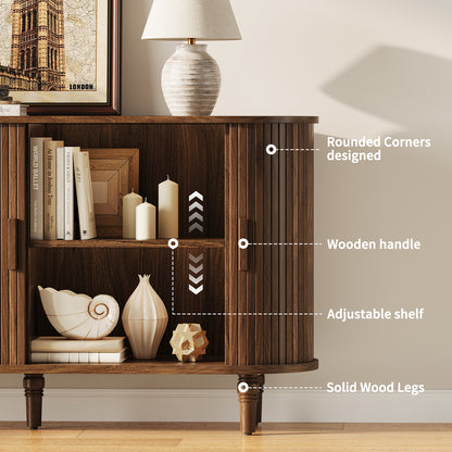 CURLA Sideboard Buffet Cabinet with Silding Doors, Accent 55" Storage Cabinet with Adjutable Shelf for Kitchen, Living Room