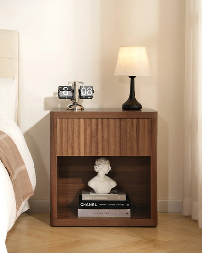 CURLA Fluted Nightstand with Drawer and Storage