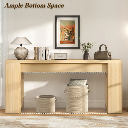 71" Long Console Table, Wood Farmhouse Entryway Table for Living Room,Narrow Sofa Table for Front Door,Entry, Hallway,Brown