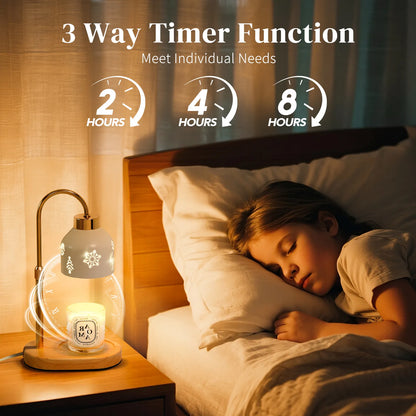 Christmas Candle Warmer Lamp with Timer, Adjustable Height Dimmable Candle Lamp Warmer - Gifts for Home Decor，Christmas White