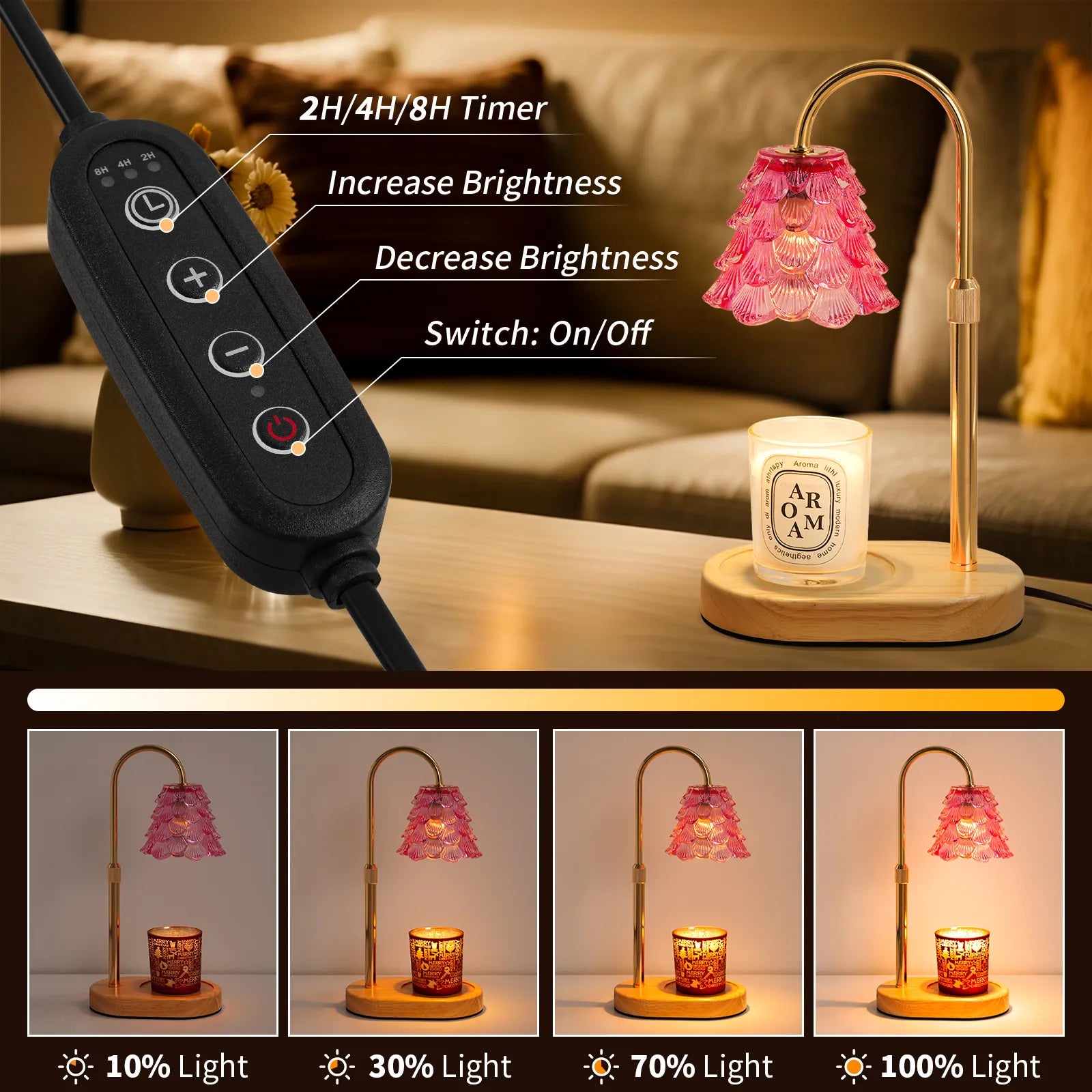 Yoobure Electric Candle Warmer Lamp with Timer, Dimmable Candle Lamp Warmer for Jar Candles, Christmas Wax Melt Wamer, House Warming Birthday Gifts