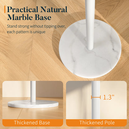 Coat Rack Freestanding with Natural Marble Base, Coat Tree with 8 Hooks, Metal Hall Tree for Jacket, Hat, Bag, Coat Hanger Stand for Entryway