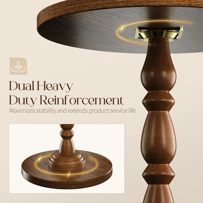 Maliowa Small Side Table, Round End Tables with Solid Wood Leg, Accent Drink Table for Living Room Bedroom Small Spaces