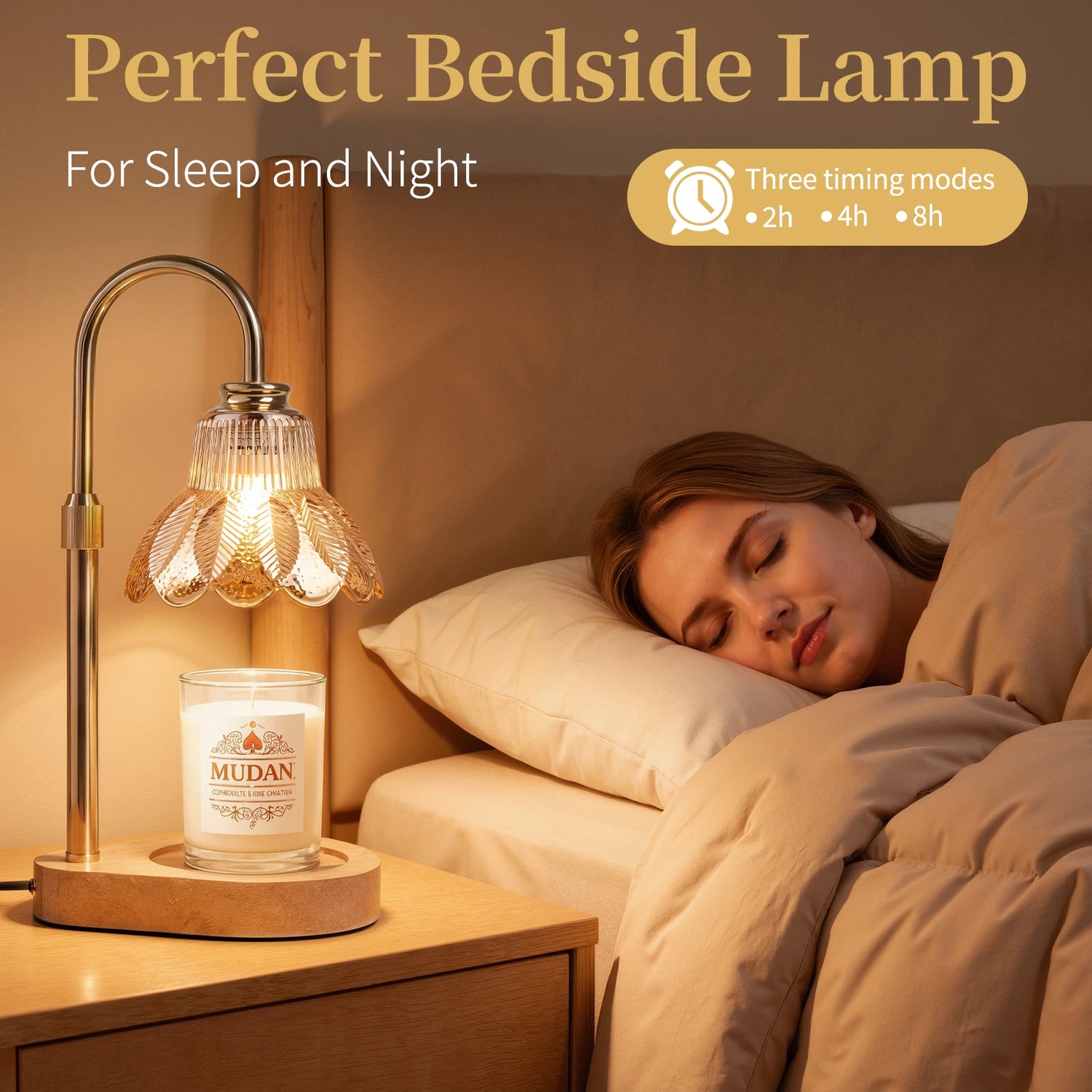Maliowa Candle Warmer Lamp with Timer Dimmable, Electric Candle Warmer with Adjustable Height, Gifts for Women Mother&