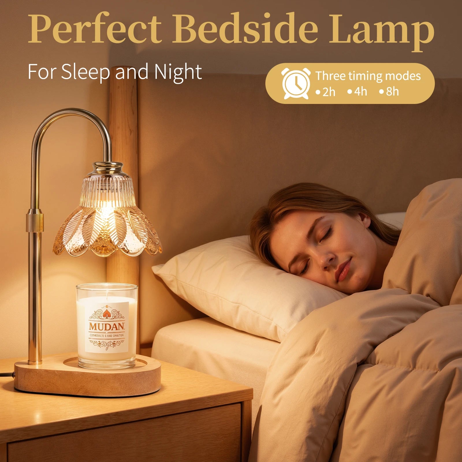 Maliowa Candle Warmer Lamp with Timer Dimmable, Electric Candle Warmer with Adjustable Height, Gifts for Women Mother&