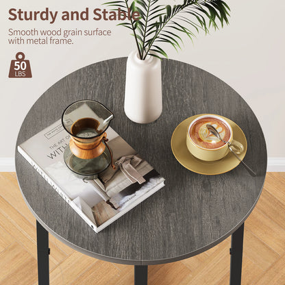 Small End Table for Living Room Bedroom, Round Side Table with Metal Legs, Accent Table for Small Spaces
