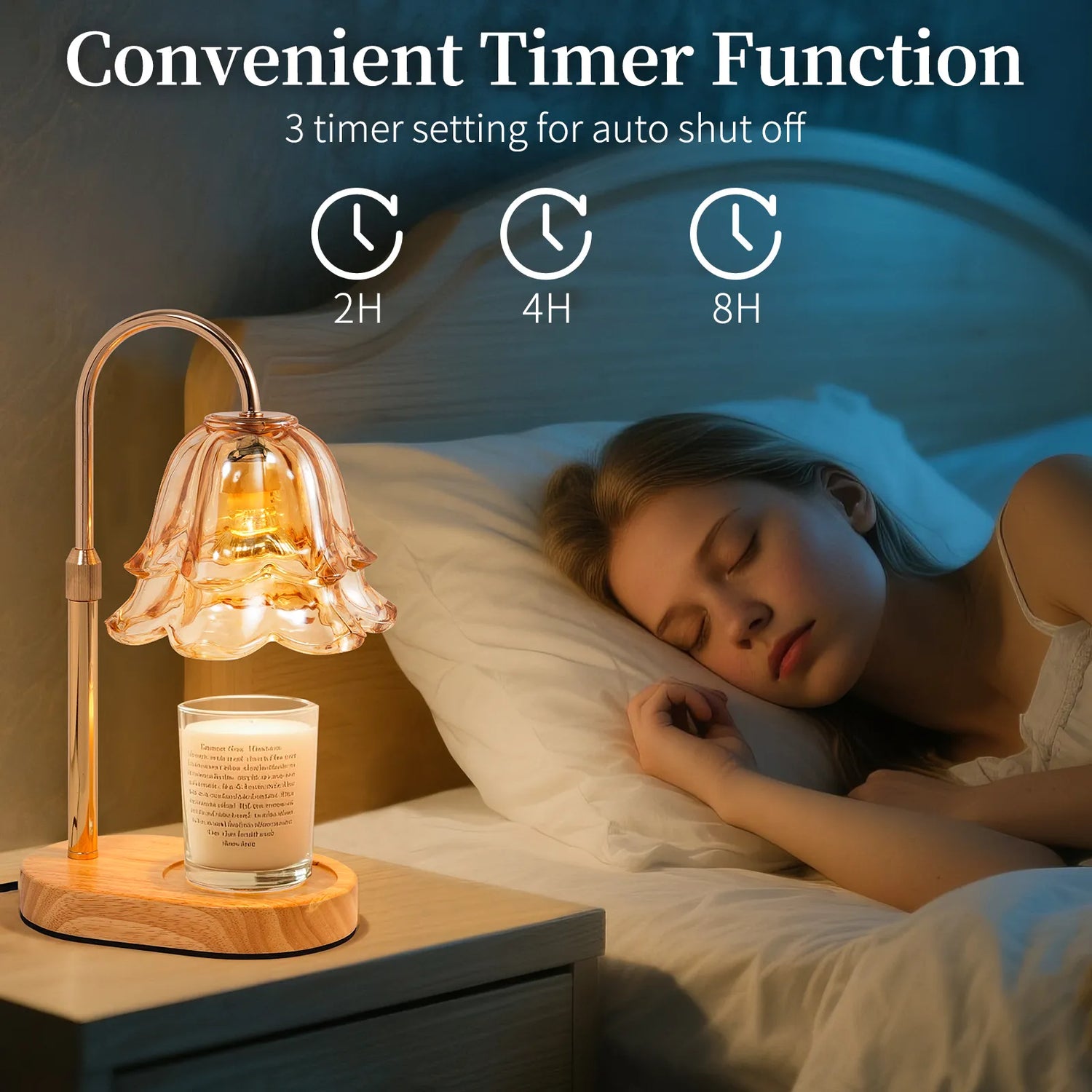 Yoobure Flower Candle Warmer Lamp with Timer and Dimmer, Electric Candle Warming Lamps, Adjustable Wax Melter Wamers Light for Jar Candles, Women Gift