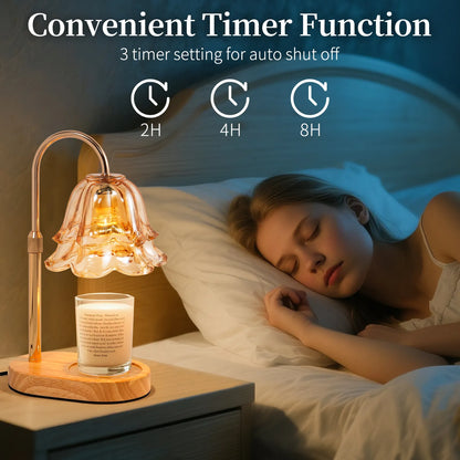 Yoobure Flower Candle Warmer Lamp with Timer and Dimmer, Electric Candle Warming Lamps, Adjustable Wax Melter Wamers Light for Jar Candles, Women Gift