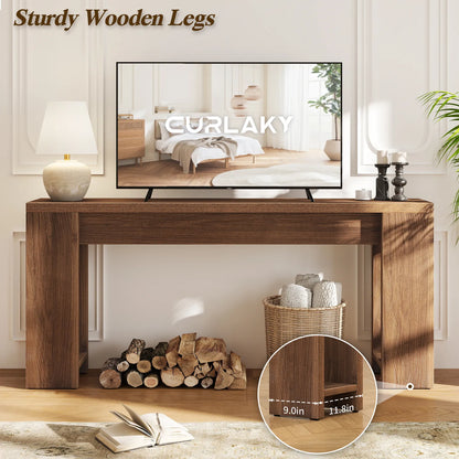 71" Long Console Table, Wood Farmhouse Entryway Table for Living Room,Narrow Sofa Table for Front Door,Entry, Hallway,Brown