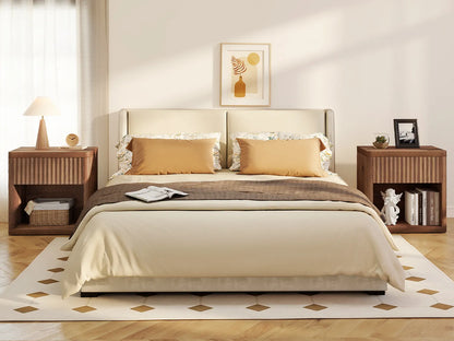 CURLA Fluted Nightstand with Drawer and Storage