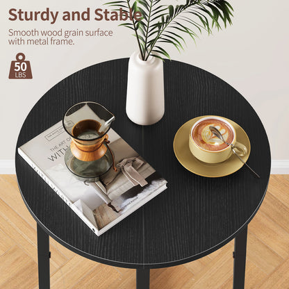 Small End Table for Living Room Bedroom, Round Side Table with Metal Legs, Accent Table for Small Spaces