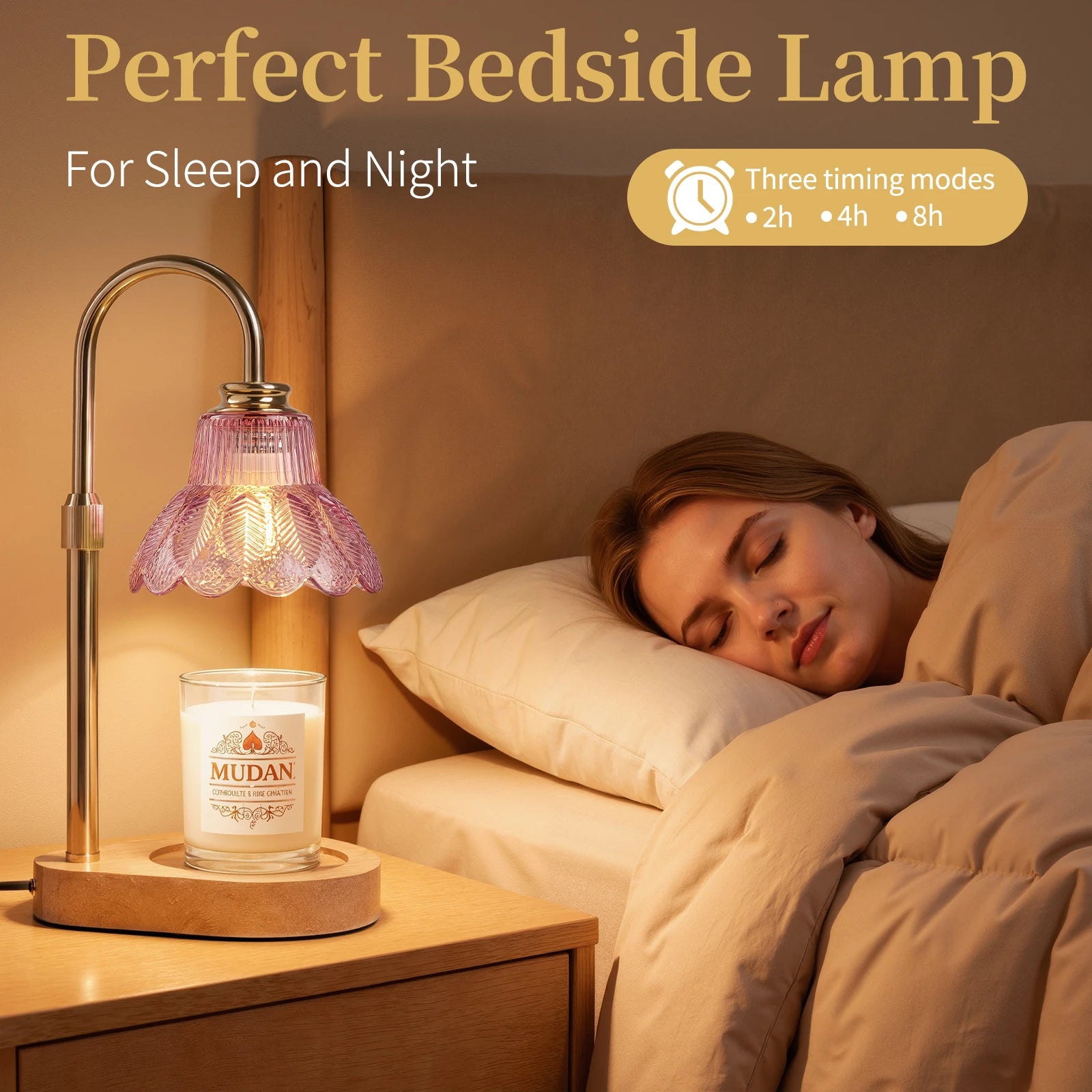 Maliowa Candle Warmer Lamp with Timer Dimmable, Electric Candle Warmer with Adjustable Height, Gifts for Women Mother&