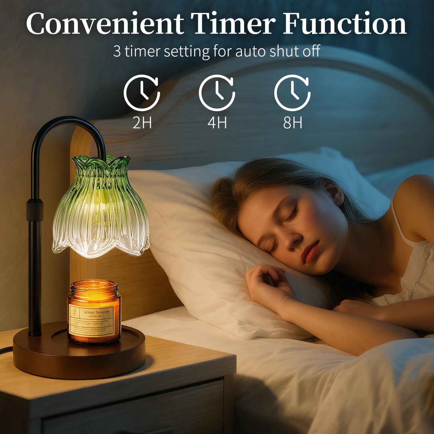 Maliowa Candle Warmer Lamp with Timer &amp; Dimmer - Adjustable Height Electric Candle Warmer, Gift for Women, Birthdays &amp; Housewarmings