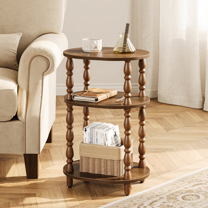 Maliowa 3-Tier Side Table, Small End Table for Living Room Bedroom, Accent Table Nightstand with Storage Shelf for Narrow Spaces