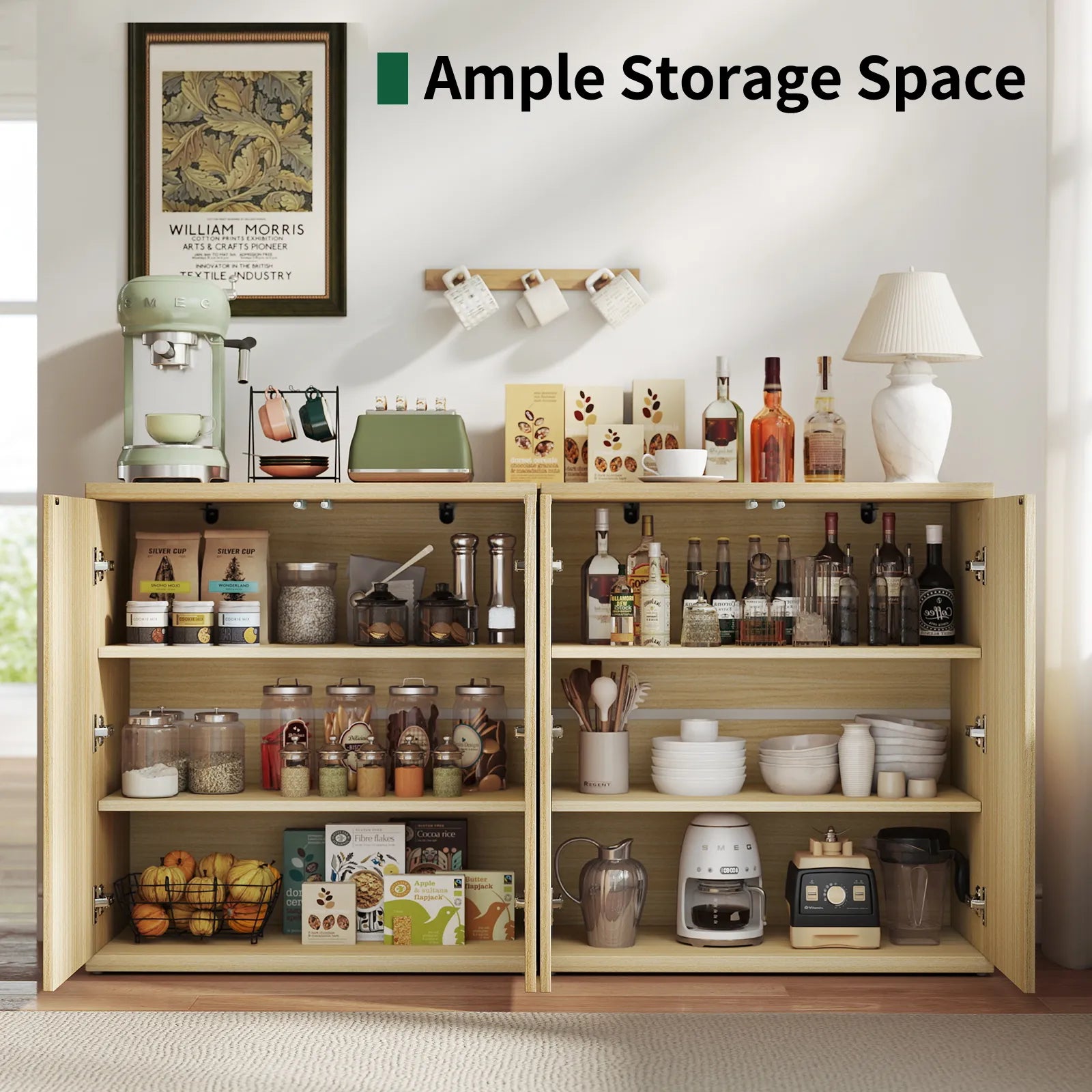 CURLA Sideboard Buffet Cabinet with Doors and Adjustable Shelves