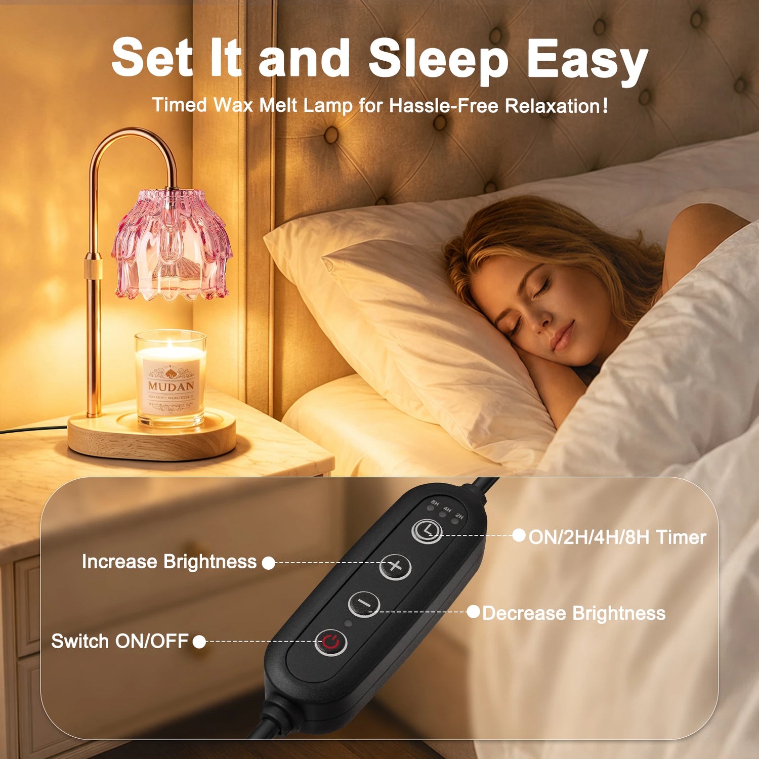 Maliowa Candle Warmer Lamp with Timer Dimmable, Adjustable Height Wax Warmer Lamp, Gifts Wax Melt Light for New Home Decor
