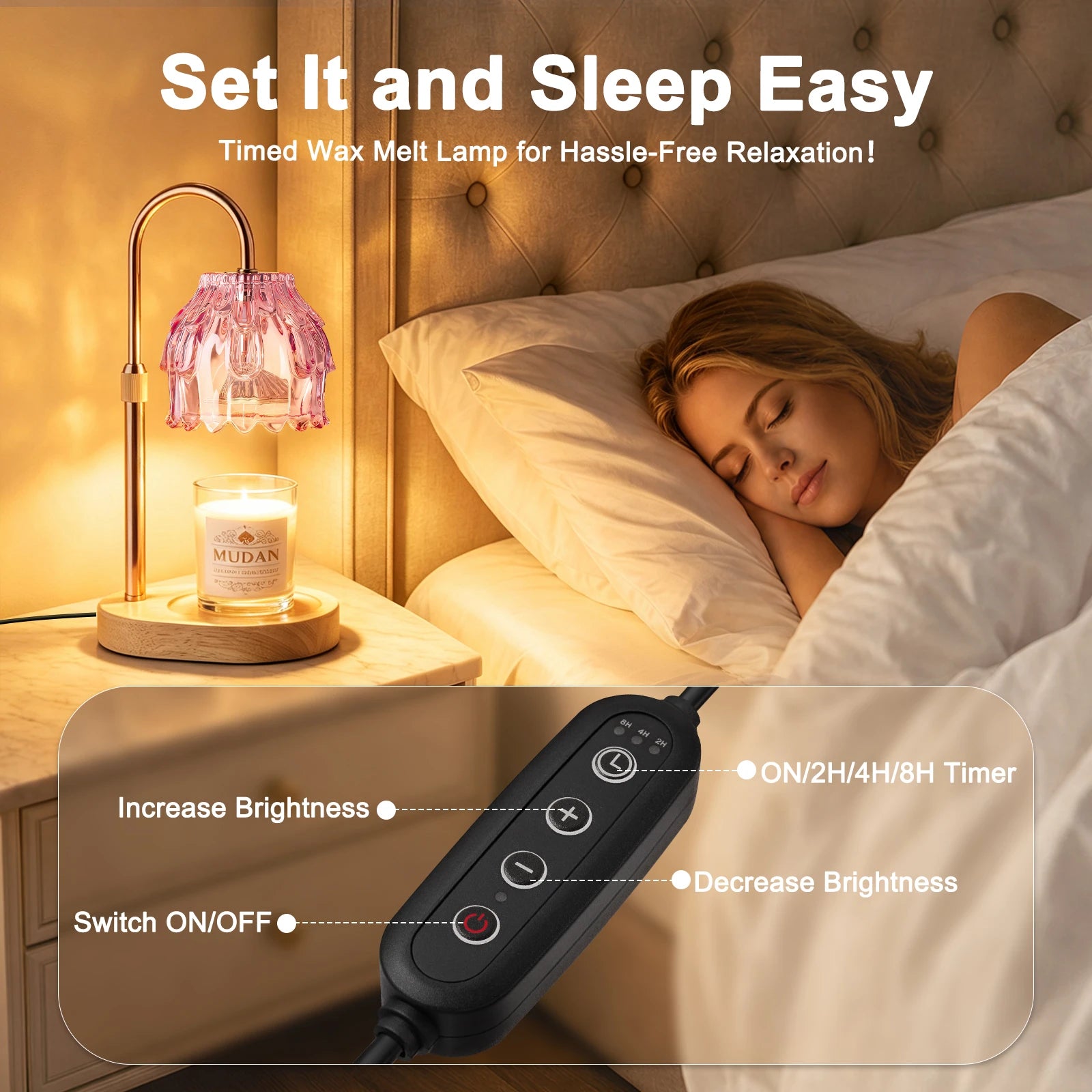 Maliowa Candle Warmer Lamp with Timer Dimmable, Adjustable Height Wax Warmer Lamp, Gifts Wax Melt Light for New Home Decor