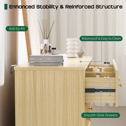 9 Drawer Dresser for Bedroom, Fluted Wood Dresser for Storage, Mid Century Modern Dressers &amp; Chests of Drawers for Closet Living Room Entryway