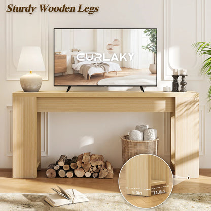 71" Long Console Table, Wood Farmhouse Entryway Table for Living Room,Narrow Sofa Table for Front Door,Entry, Hallway,Brown