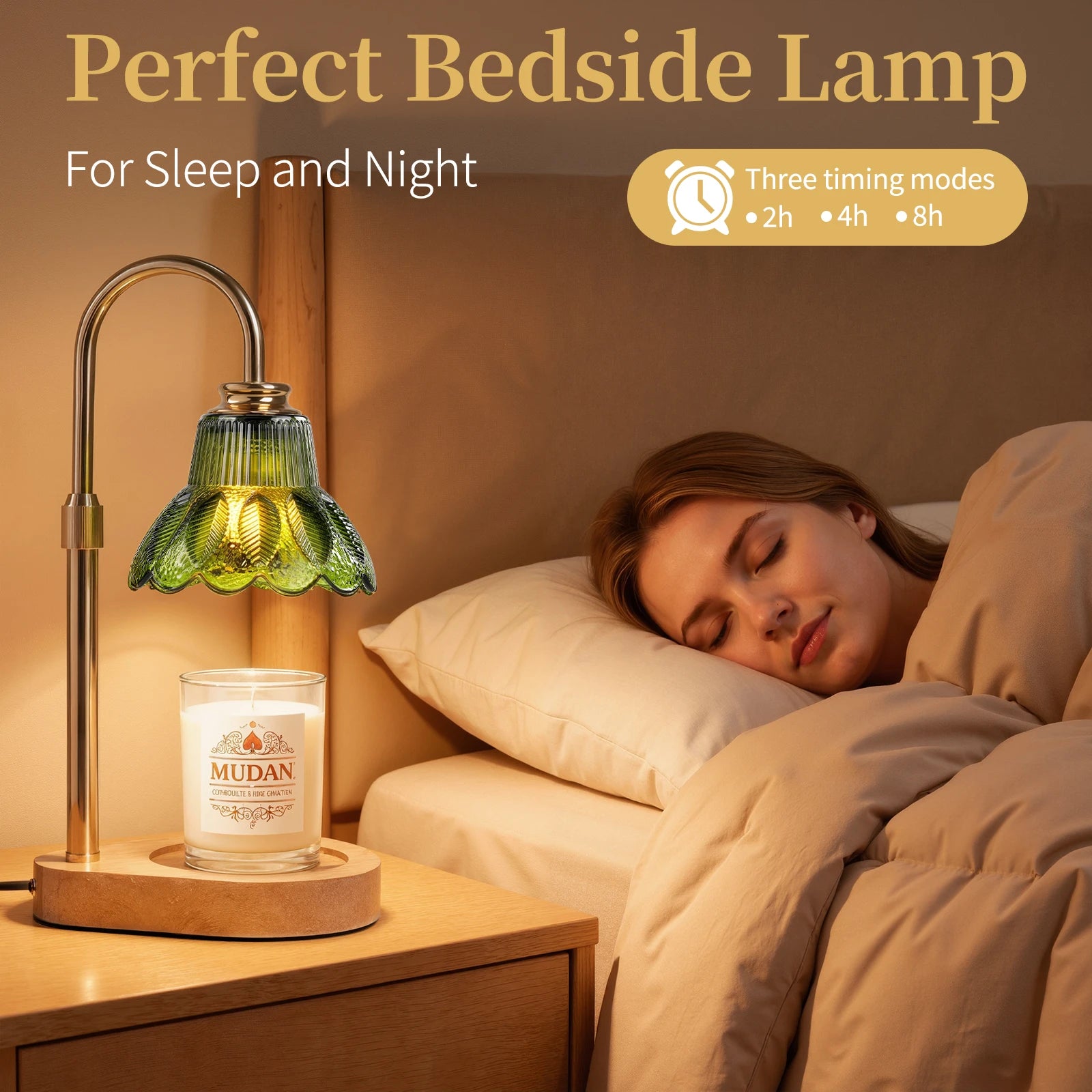 Maliowa Candle Warmer Lamp with Timer Dimmable, Electric Candle Warmer with Adjustable Height, Gifts for Women Mother&