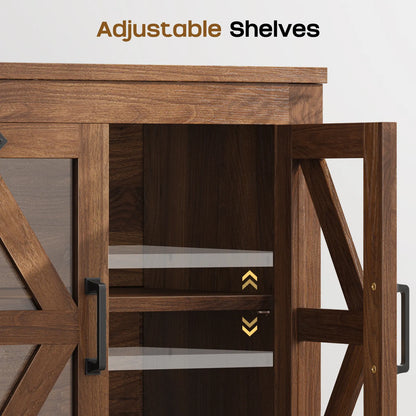 Curlaky Farmhouse Nightstand with Charging Station, Night Stand Side Table with Storage Cabinet, End Table with Adjustable Shelf, Side Tables Bedroom