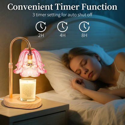 Yoobure Flower Candle Warmer Lamp with Timer and Dimmer, Electric Candle Warming Lamps, Adjustable Wax Melter Wamers Light for Jar Candles, Women Gift