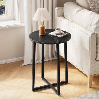 Small End Table for Living Room Bedroom, Round Side Table with Metal Legs, Accent Table for Small Spaces