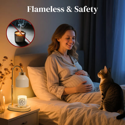 Electric Candle Warmer Lamp with Timer Dimmable, Adjustable Height Candle Lamp Warmer - Gifts for Christmas Home Decor，White