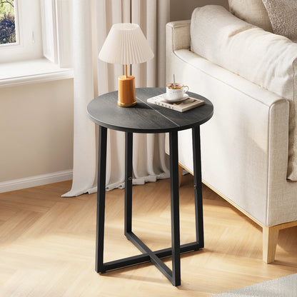 Small End Table for Living Room Bedroom, Round Side Table with Metal Legs, Accent Table for Small Spaces
