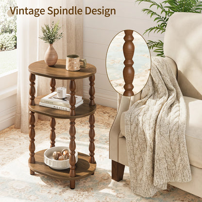 Maliowa 3-Tier Side Table, Small End Table for Living Room Bedroom, Accent Table Nightstand with Storage Shelf for Narrow Spaces