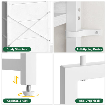 Yoob Small Dresser with Hanging Rack - Small Closet with 4 Fabric Storage Drawers, Chest of Drawer for Bedroom Entryway Dorm