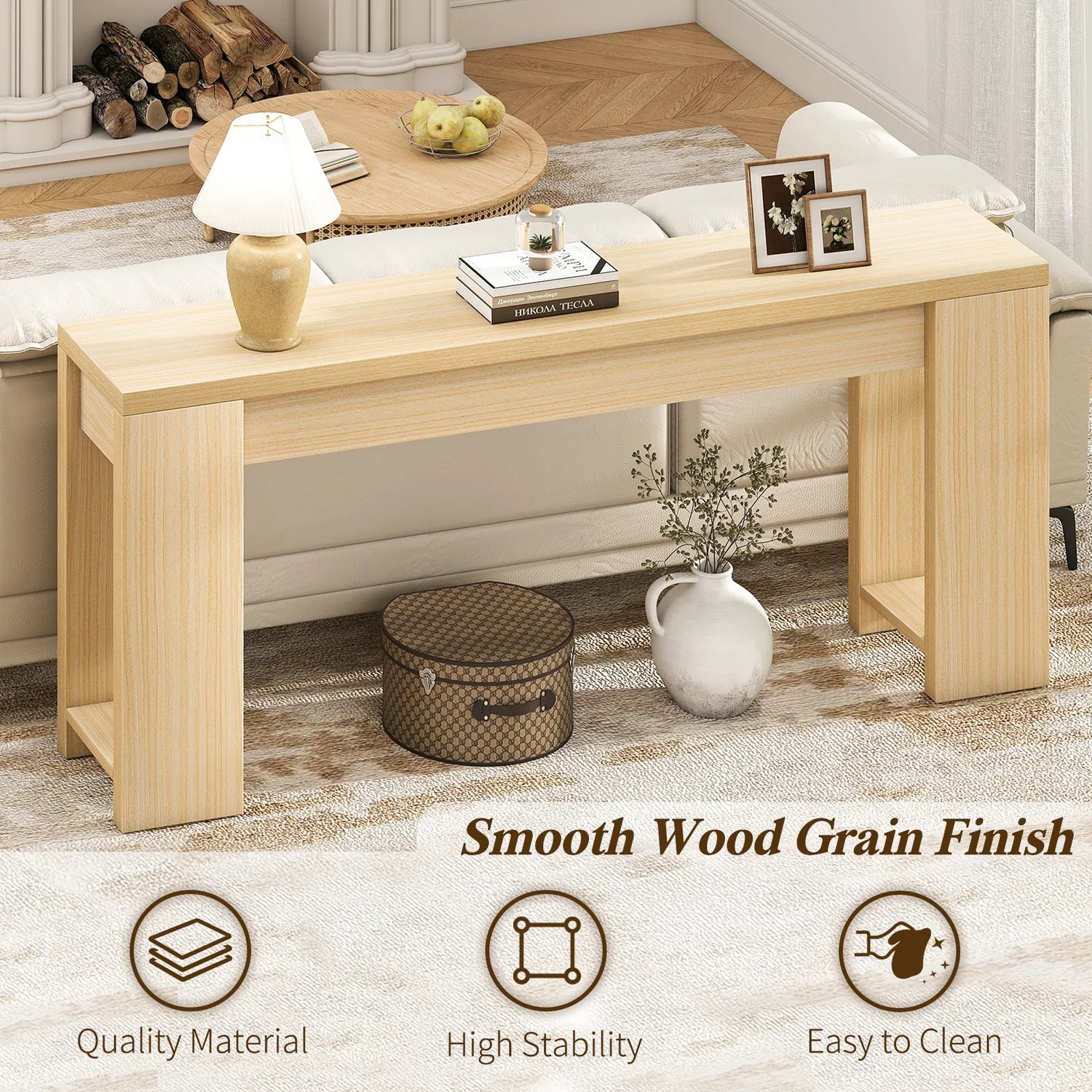 71" Long Console Table, Wood Farmhouse Entryway Table for Living Room,Narrow Sofa Table for Front Door,Entry, Hallway,Brown