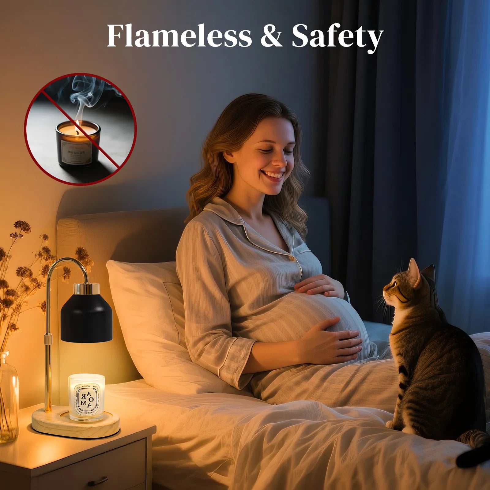 Electric Candle Warmer Lamp with Timer Dimmable, Adjustable Height Candle Lamp Warmer - Gifts for Christmas Home Decor，Black