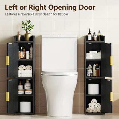 Maliowa Small Bathroom Storage Cabinet, Narrow Toilet Paper Storage Cabinet with 2 Doors &amp; Adjustable Shelves, Slim Storage Cabinets for Small Space