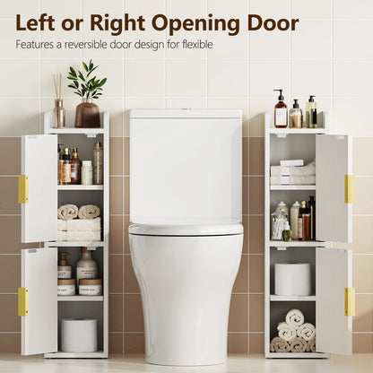 Maliowa Small Bathroom Storage Cabinet, Narrow Toilet Paper Storage Cabinet with 2 Doors &amp; Adjustable Shelves, Slim Storage Cabinets for Small Space