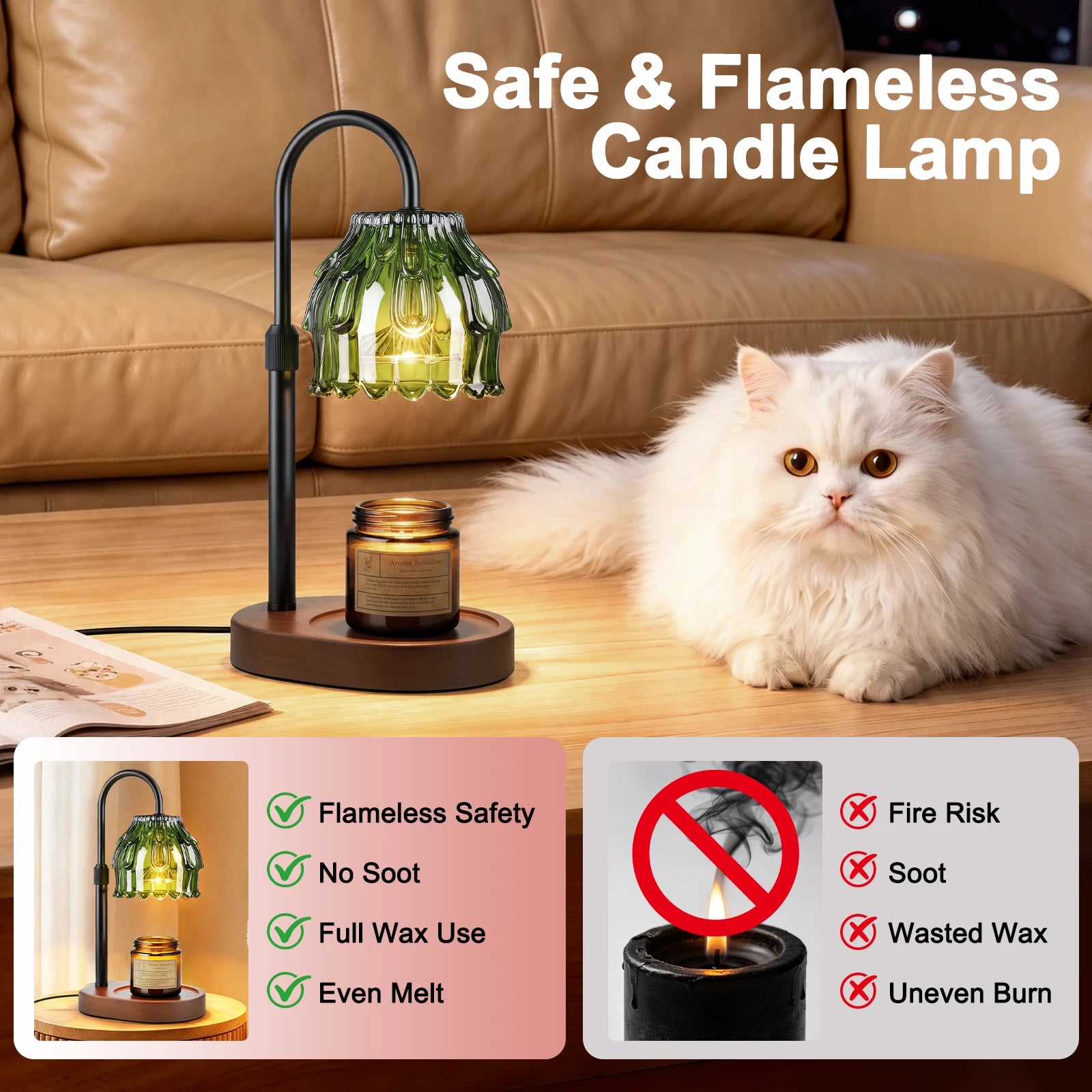 Maliowa Candle Warmer Lamp with Timer Dimmable, Adjustable Height Wax Warmer Lamp, Gifts Wax Melt Light for New Home Decor