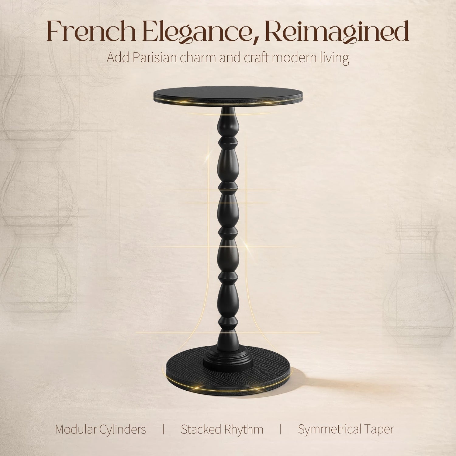 Maliowa Small Side Table, Round End Tables with Solid Wood Leg, Accent Drink Table for Living Room Bedroom Small Spaces