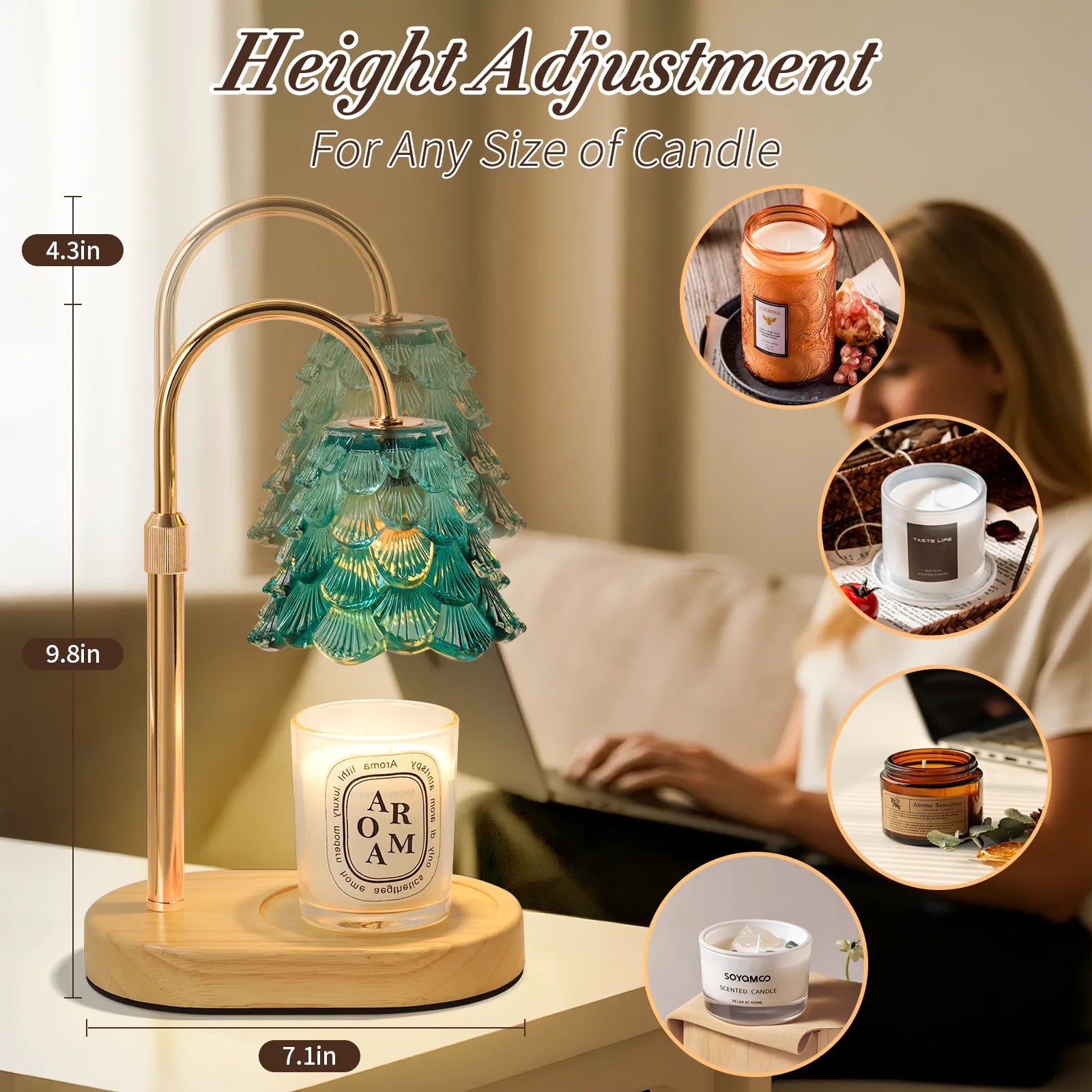 Yoobure Electric Candle Warmer Lamp with Timer, Dimmable Candle Lamp Warmer for Jar Candles, Christmas Wax Melt Wamer, House Warming Birthday Gifts