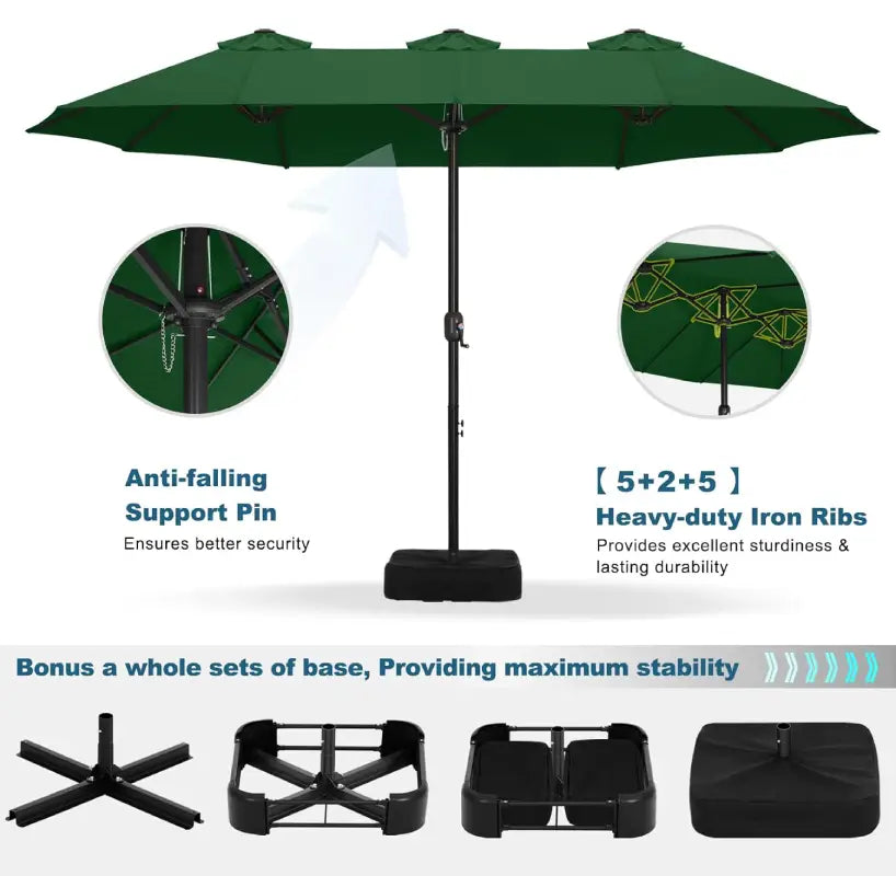 Yoobure 15FT Double-Sided Aluminum Table Patio Umbrell