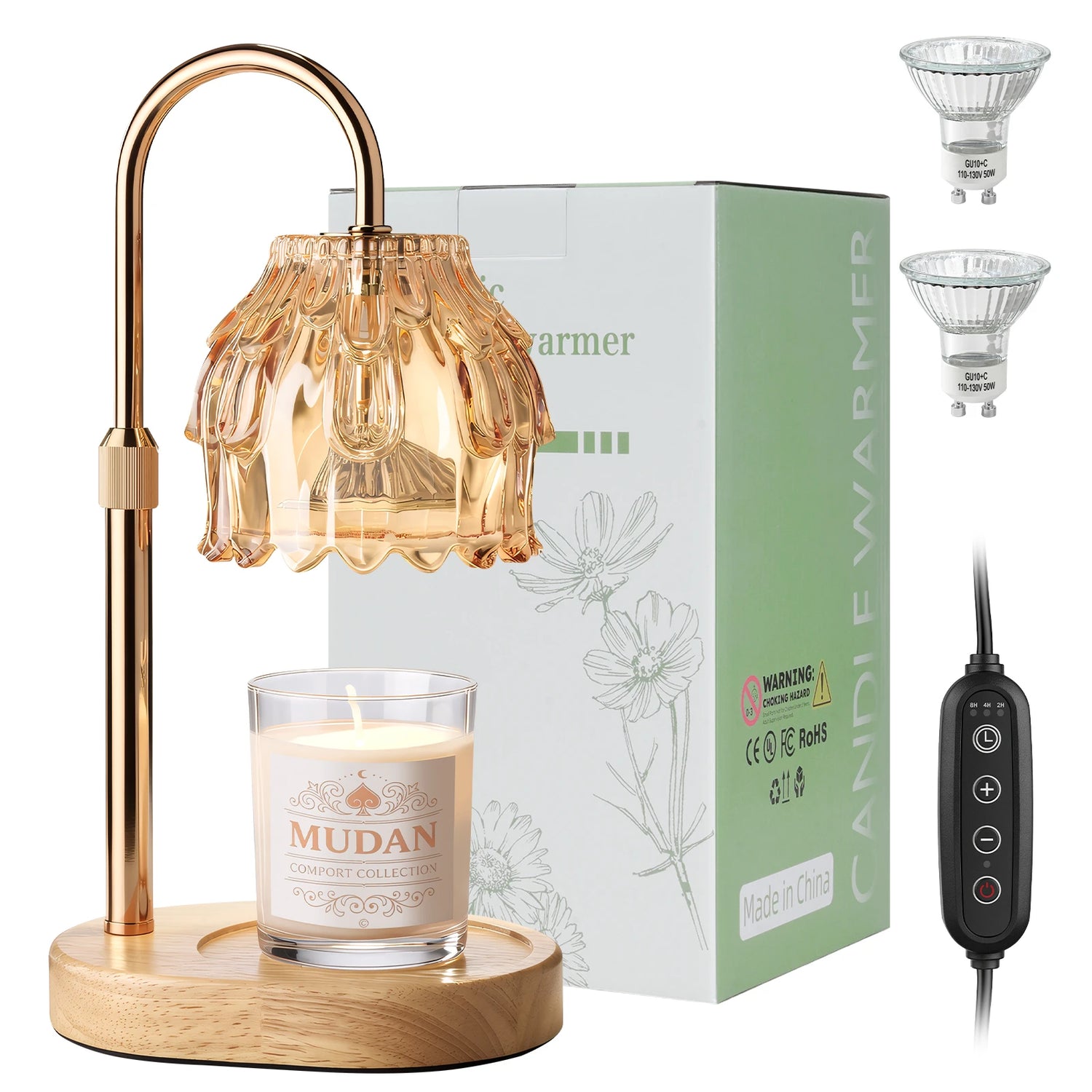 Maliowa Candle Warmer Lamp with Timer Dimmable, Adjustable Height Wax Warmer Lamp, Gifts Wax Melt Light for New Home Decor