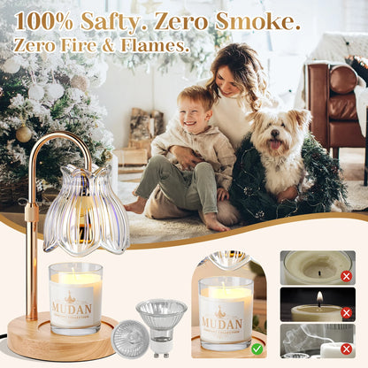 Maliowa Candle Warmer Lamp with Timer &amp; Dimmer - Adjustable Height Electric Candle Warmer, Gift for Women, Birthdays &amp; Housewarmings