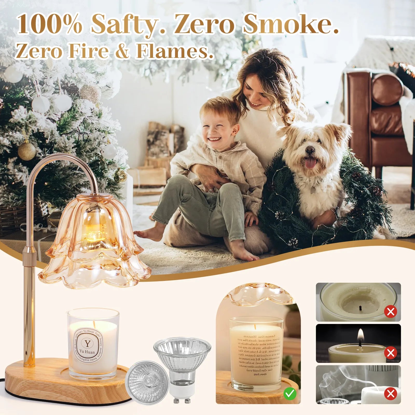 Yoobure Flower Candle Warmer Lamp with Timer and Dimmer, Electric Candle Warming Lamps, Adjustable Wax Melter Wamers Light for Jar Candles, Women Gift