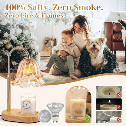 Yoobure Flower Candle Warmer Lamp with Timer and Dimmer, Electric Candle Warming Lamps, Adjustable Wax Melter Wamers Light for Jar Candles, Women Gift