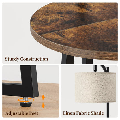 Maliowa Floor Lamp with Table, Attached End Table with Dimmable Lamp &amp; Charging Station, Side Table Lamps for Living Room Bedroom