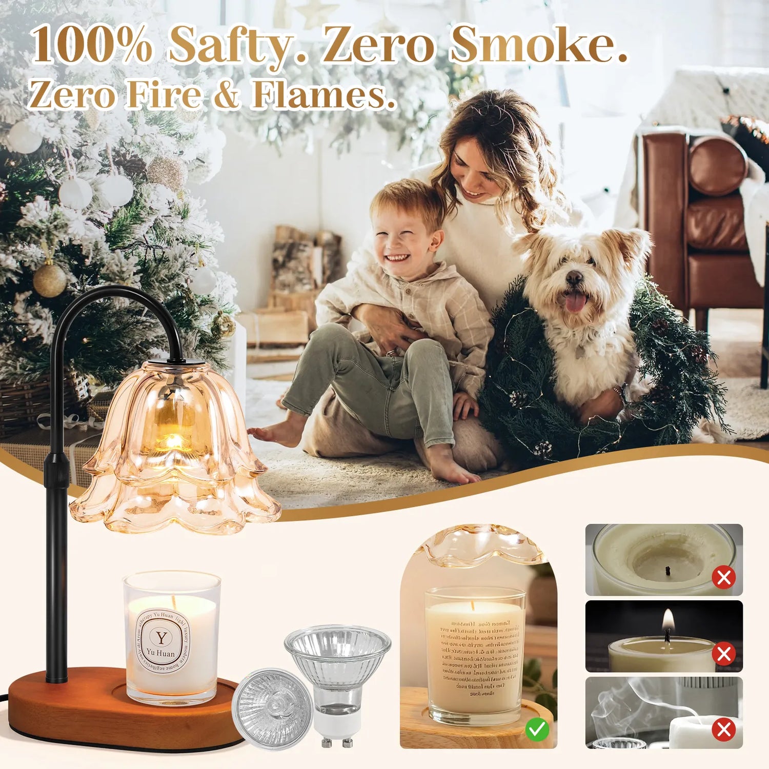Yoobure Flower Candle Warmer Lamp with Timer and Dimmer, Electric Candle Warming Lamps, Adjustable Wax Melter Wamers Light for Jar Candles, Women Gift